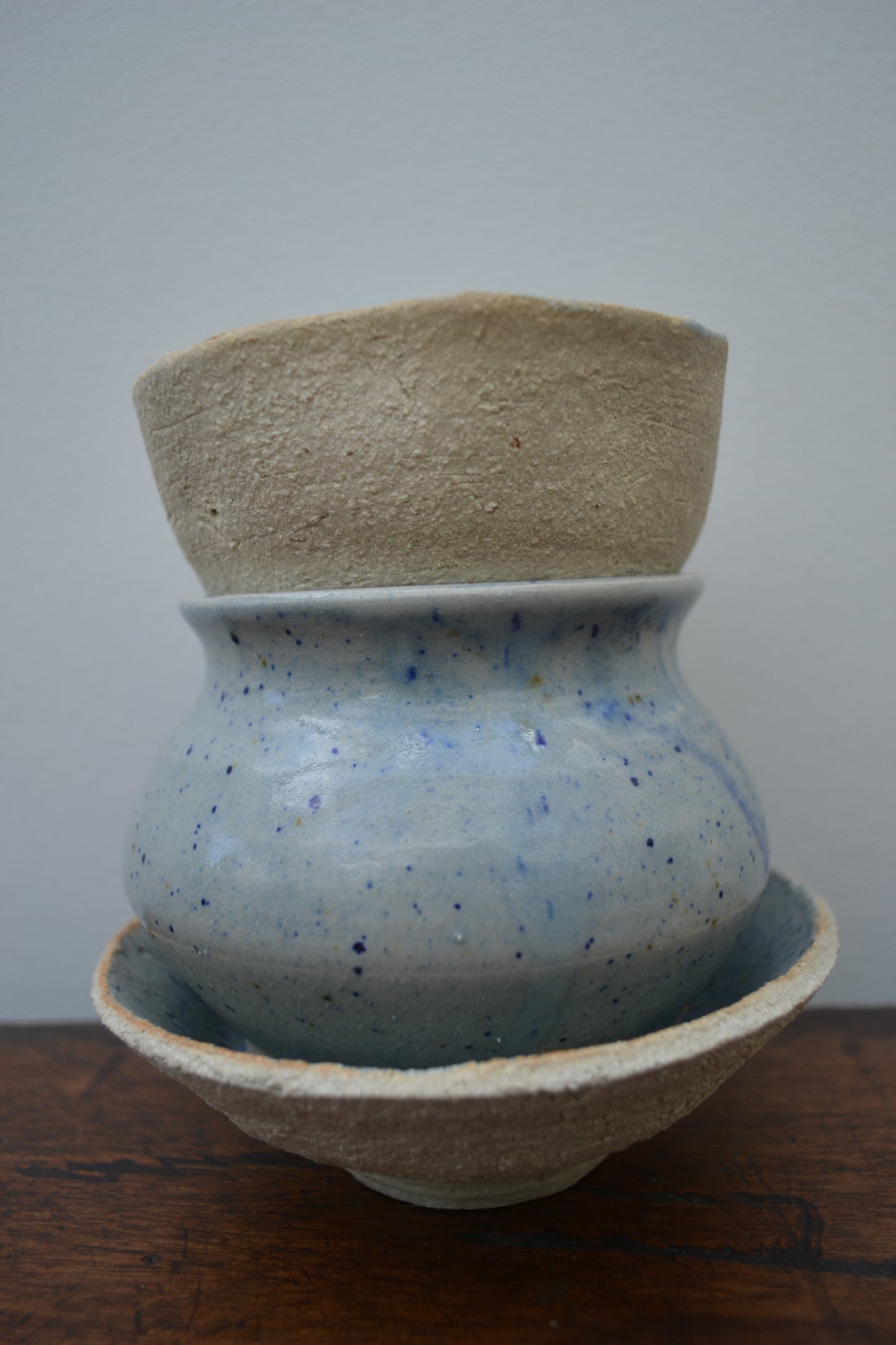 Collection blue dotted bowls